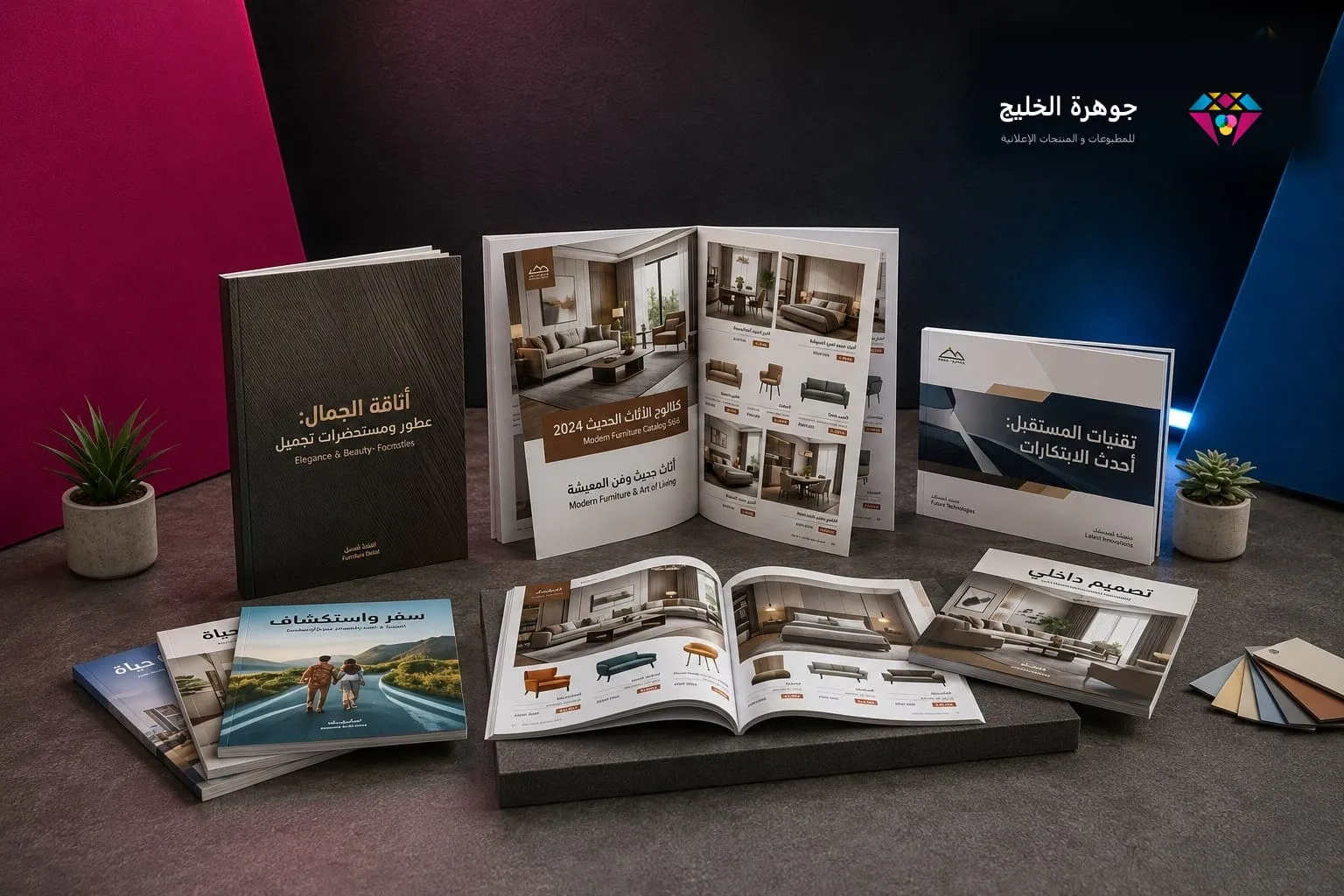 كتالوج تصميم داخلي مع مطبوعات تعريفية مرافقة